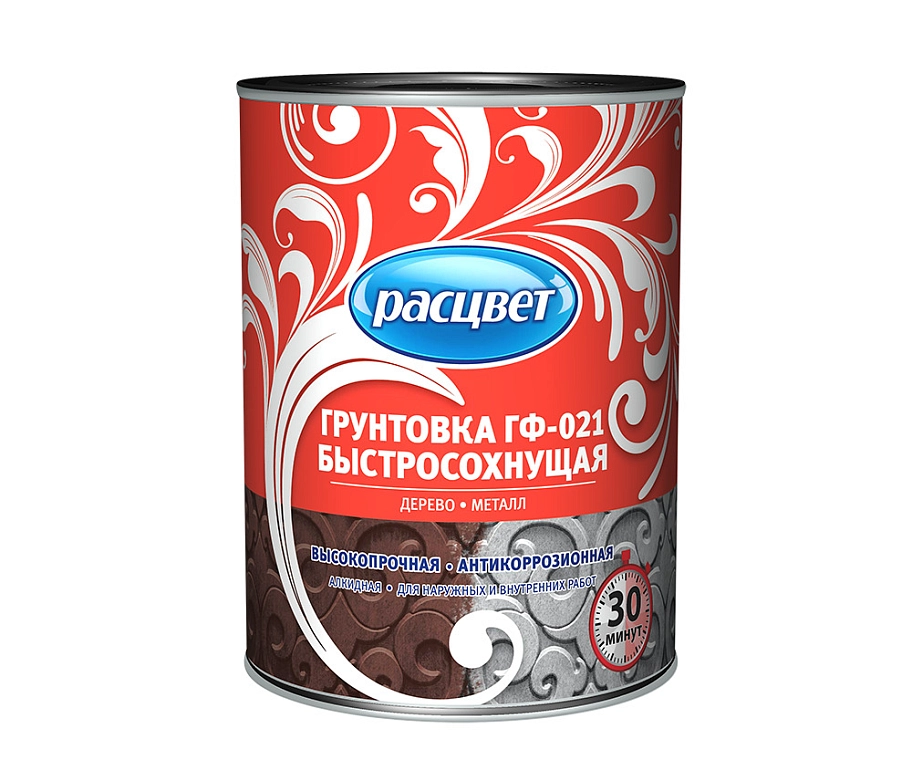 Расцвет Грунт ГФ-021 по металлу и дереву алкидный быстросохнущий