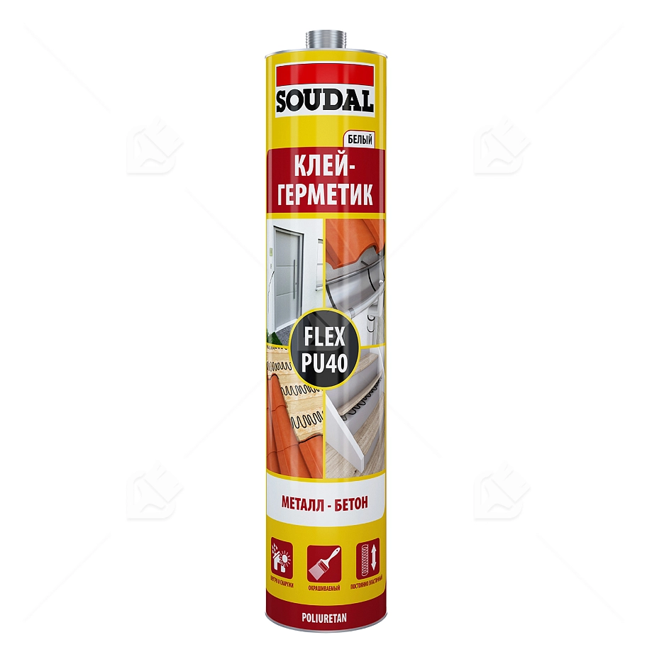 Герметик полиуретановый универсальный Soudal Flex PU 40 белый 300 мл.