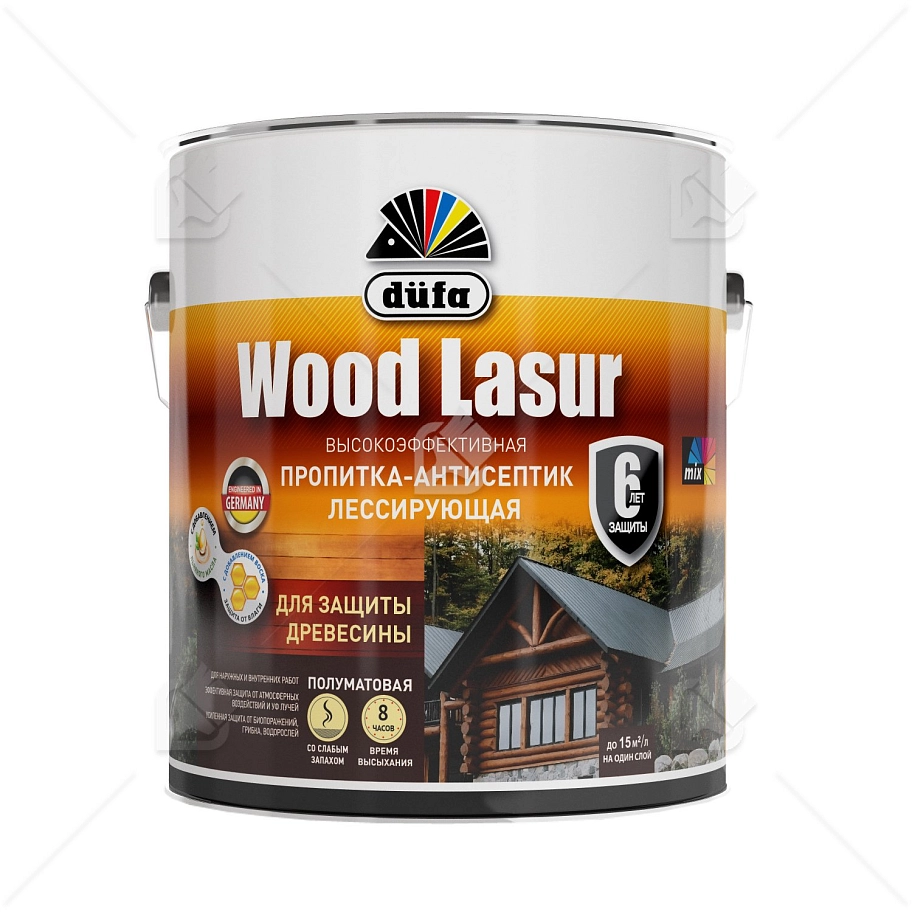 Пропитка лессирующая для защиты древесины Dufa Wood Lazur сосна 2,5 л