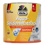 Эмаль для дерева и металла акриловая Dufa Aqua-Seidenmattlack полуматовая белая 2 л