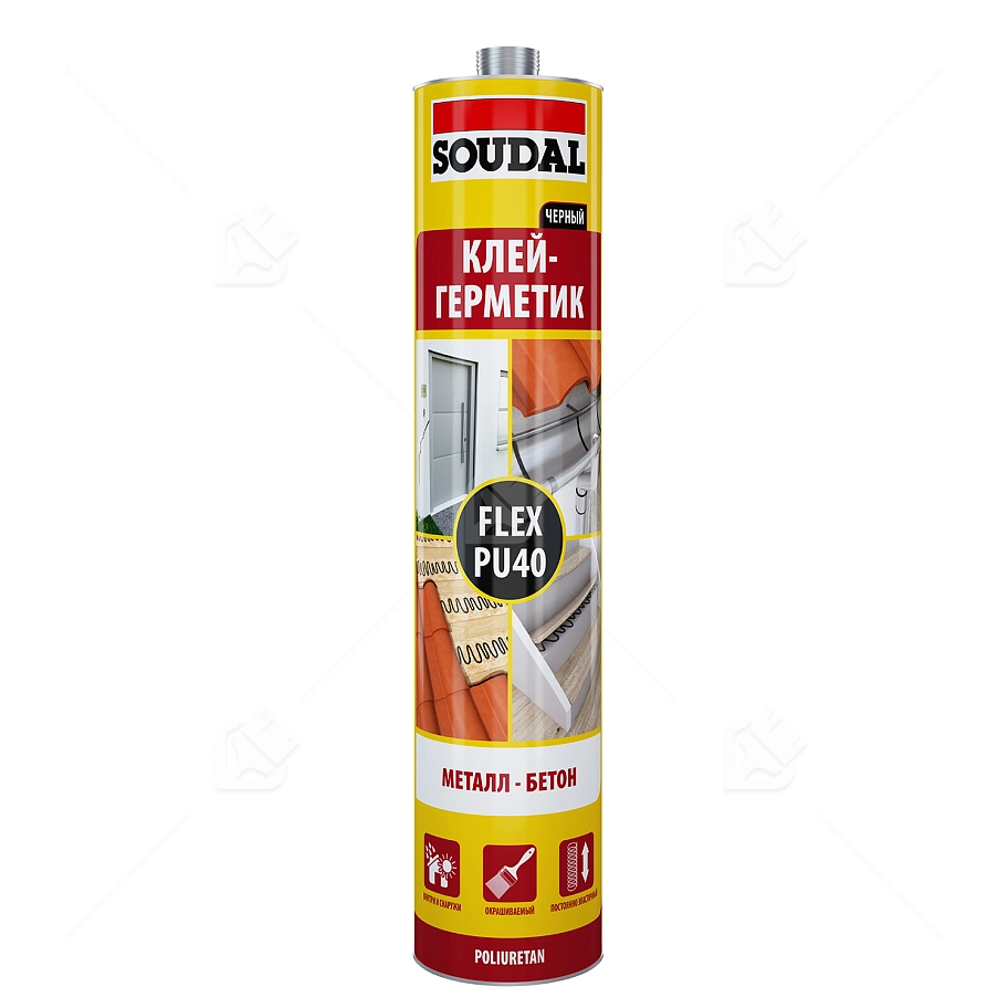 Герметик полиуретановый универсальный Soudal Flex PU 40 черный 300 мл.