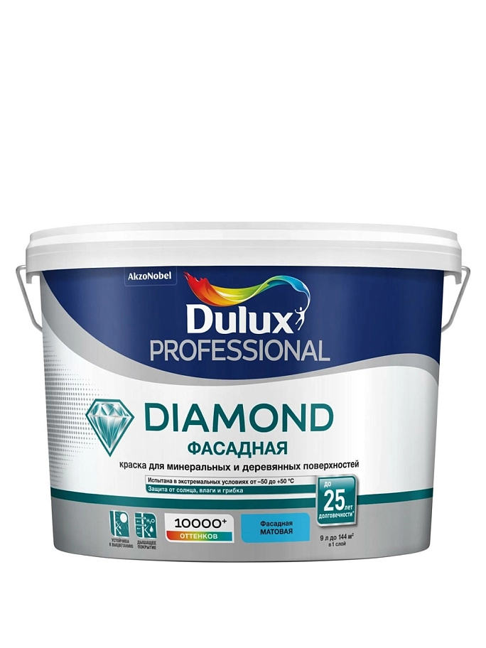 Dulux Professional Diamond / Дюлакс Профешенл Даймонд Краска фасадная для минеральных и деревянных поверхностей гладкая матовая