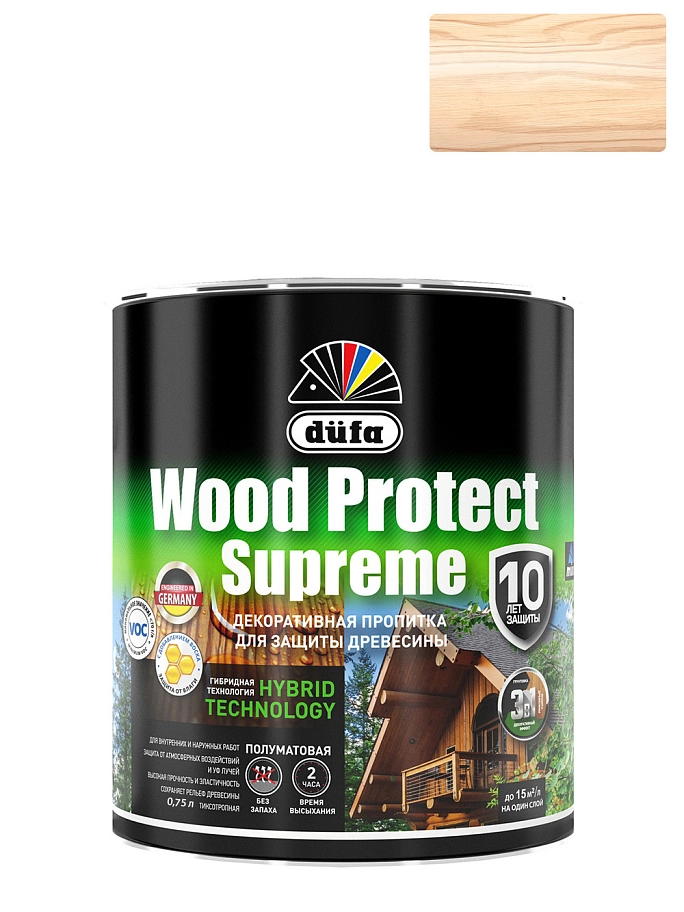 Dufa Wood Protect Supreme Пропитка декоративная для защиты древесины