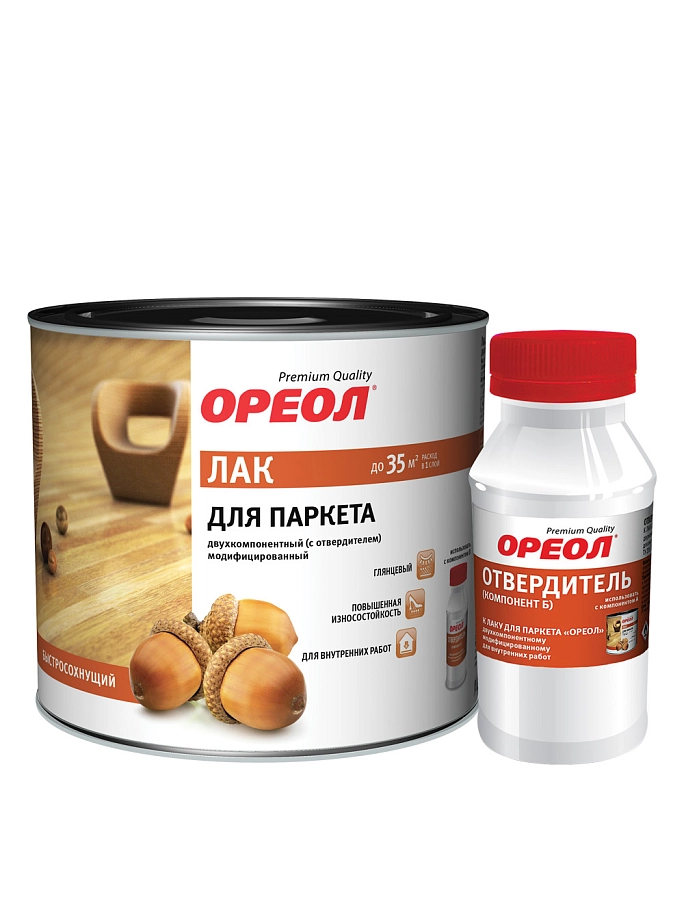 Ореол Лак паркетный алкидный двухкомпонентный с отвердителем высокоглянцевый