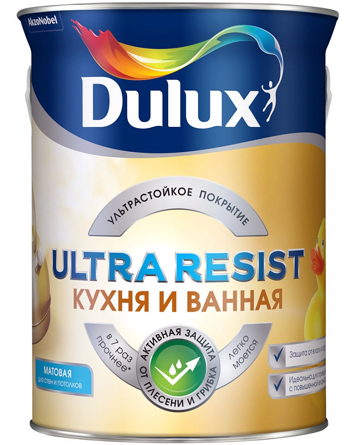 Dulux Ultra Resist / Дюлакс Ультра Резист Краска для кухни и ванной матовая