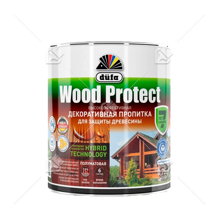 Пропитка декоративная для защиты древесины Dufa Wood Protect тик 0,75 л.