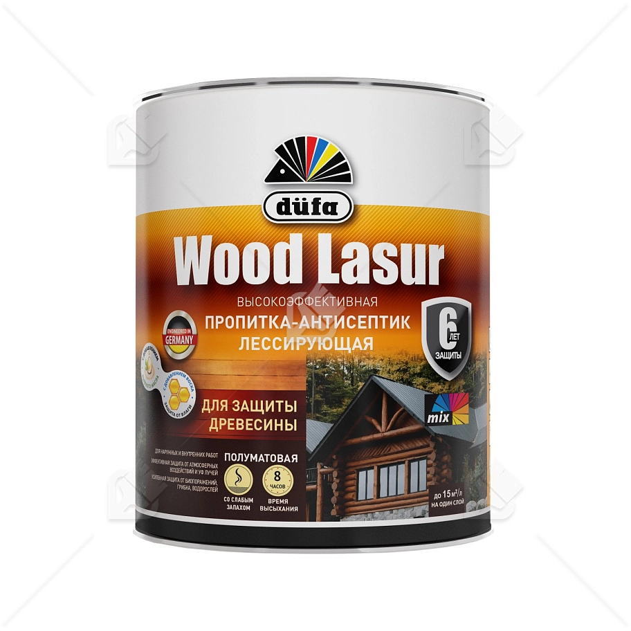 Пропитка лессирующая для защиты древесины Dufa Wood Lazur красное дерево 0,9 л