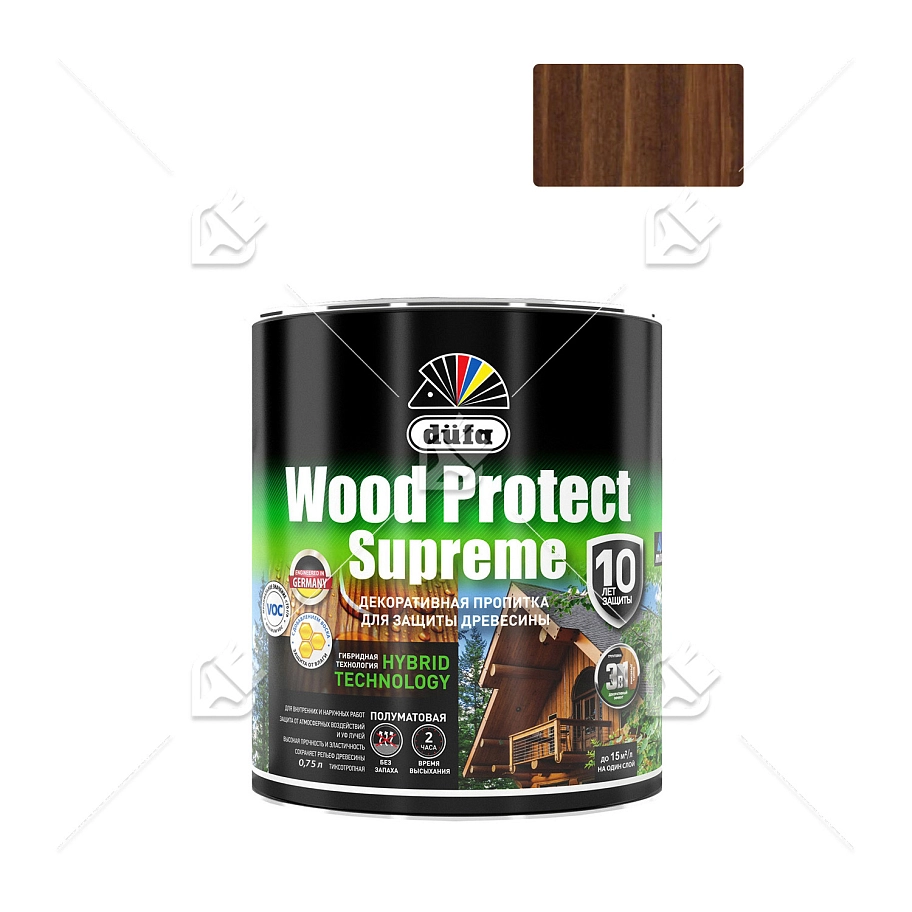 Пропитка декоративная для защиты древесины Dufa Wood Protect Supreme орех 0,75 л